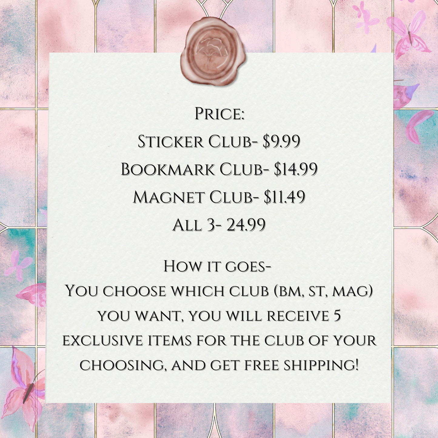 Monthly Stationery Club (Bookmarks, Stickers, and Magnets)