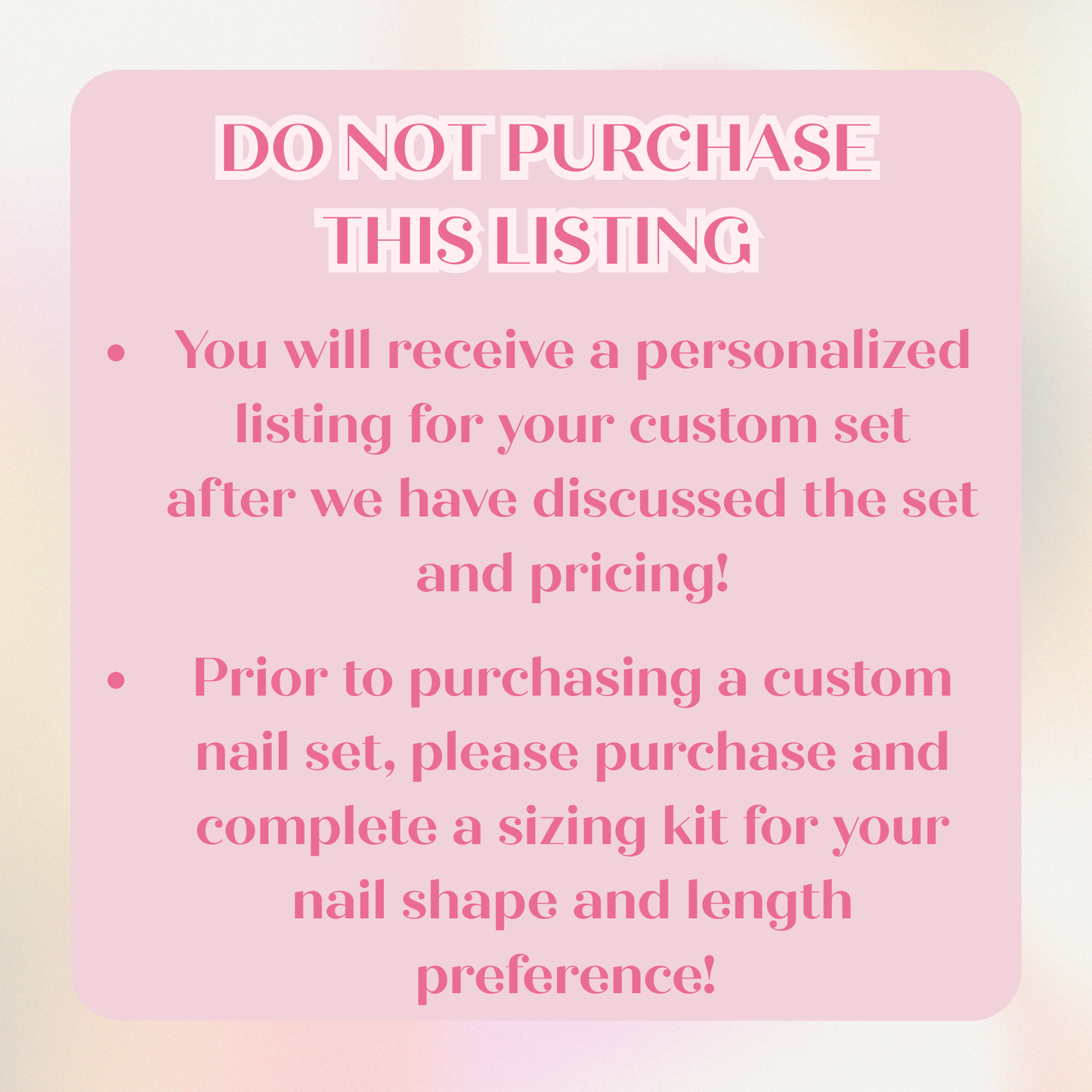 Custom Press On Nail Set- Do Not Purchase This Listing- Please read ALL listing photos