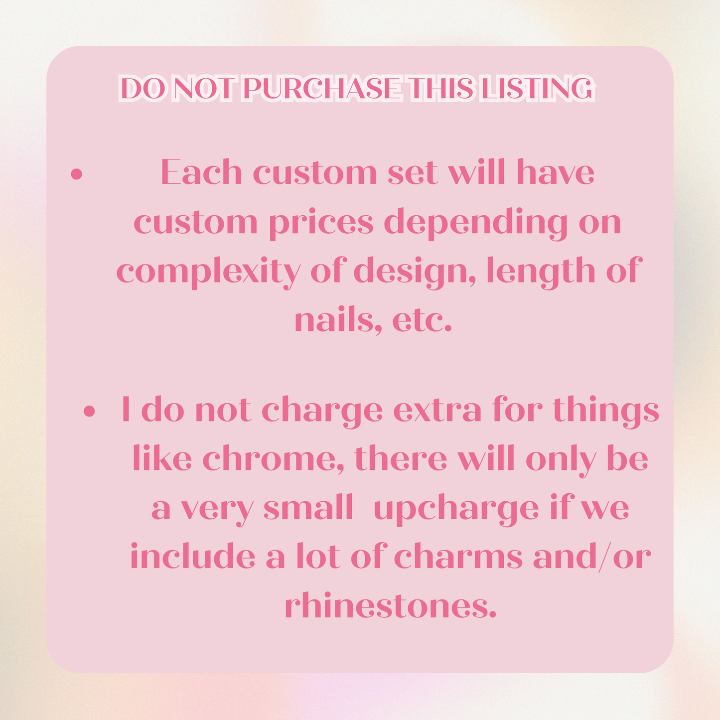 Custom Press On Nail Set- Do Not Purchase This Listing- Please read ALL listing photos