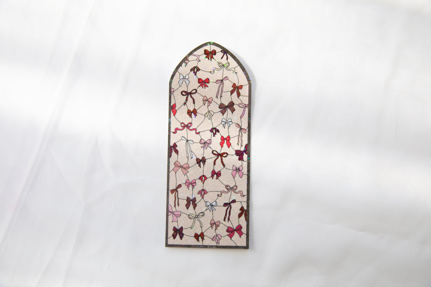 Coquette Valentine's Day Bow Stained Glass Bookmark