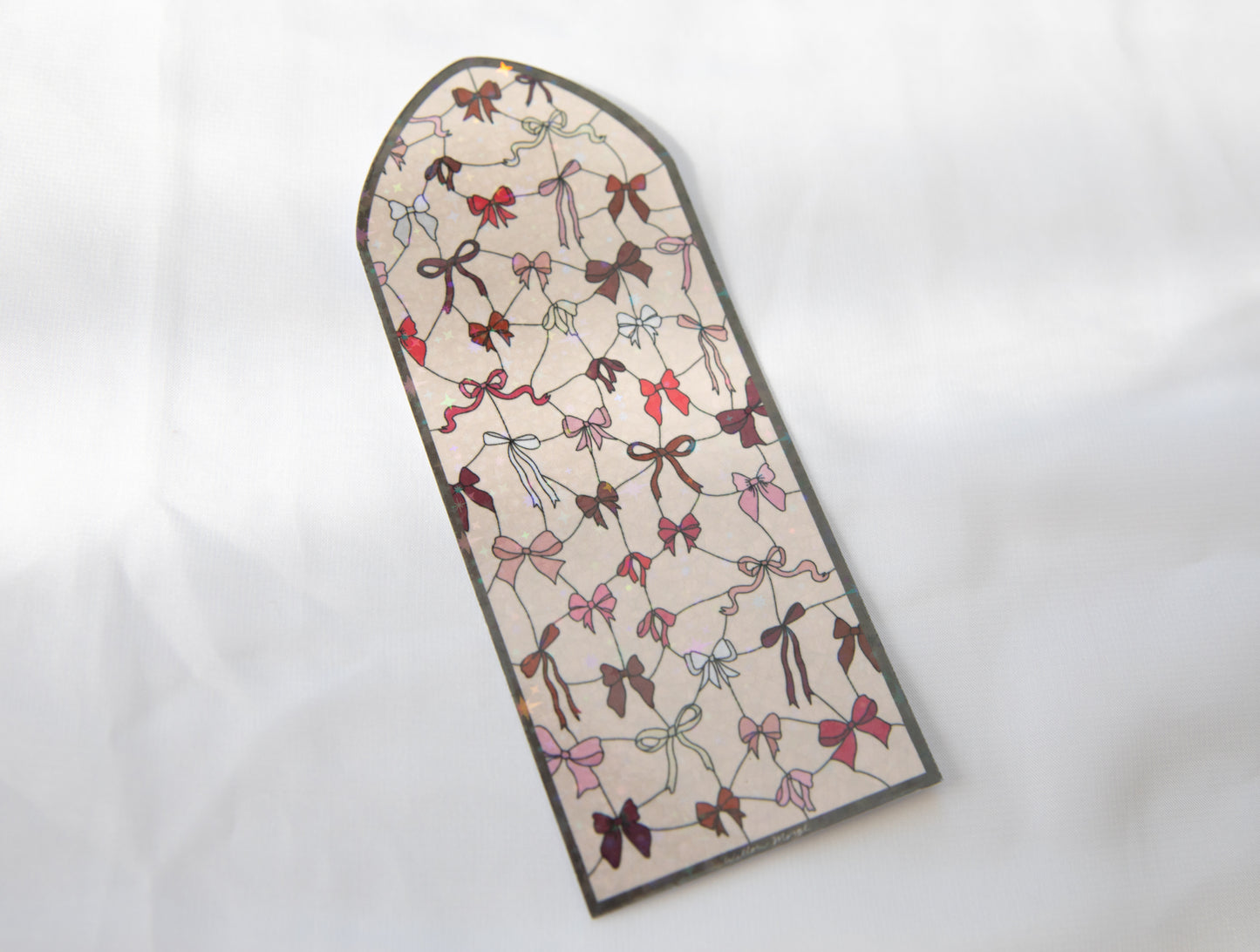 Coquette Valentine's Day Bow Stained Glass Bookmark