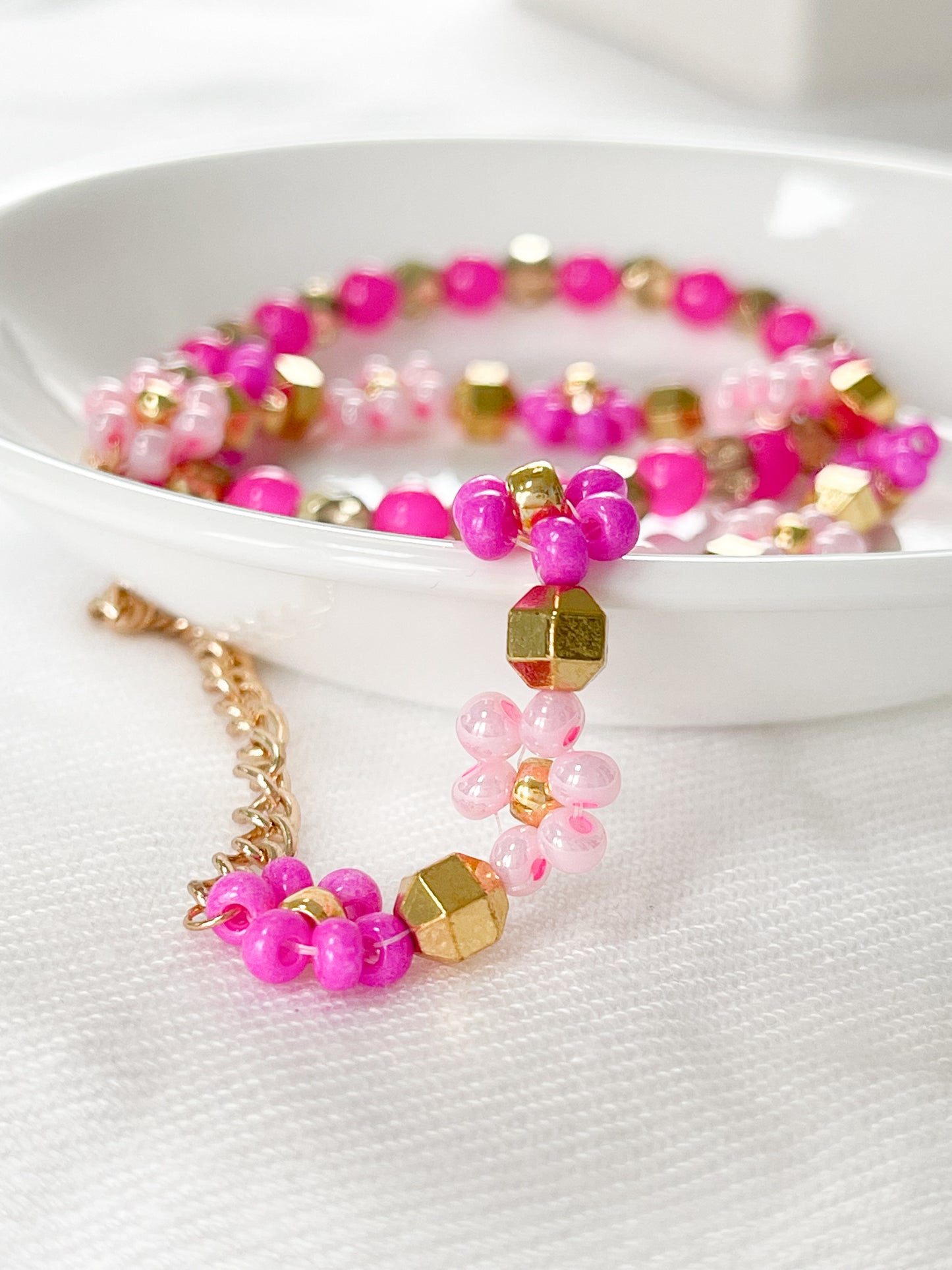 Rose Garden Flower Beaded bracelet Set