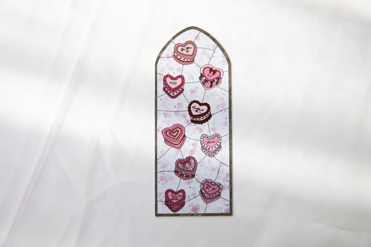 Heart Cake Valentine's Day Stained Glass Bookmark