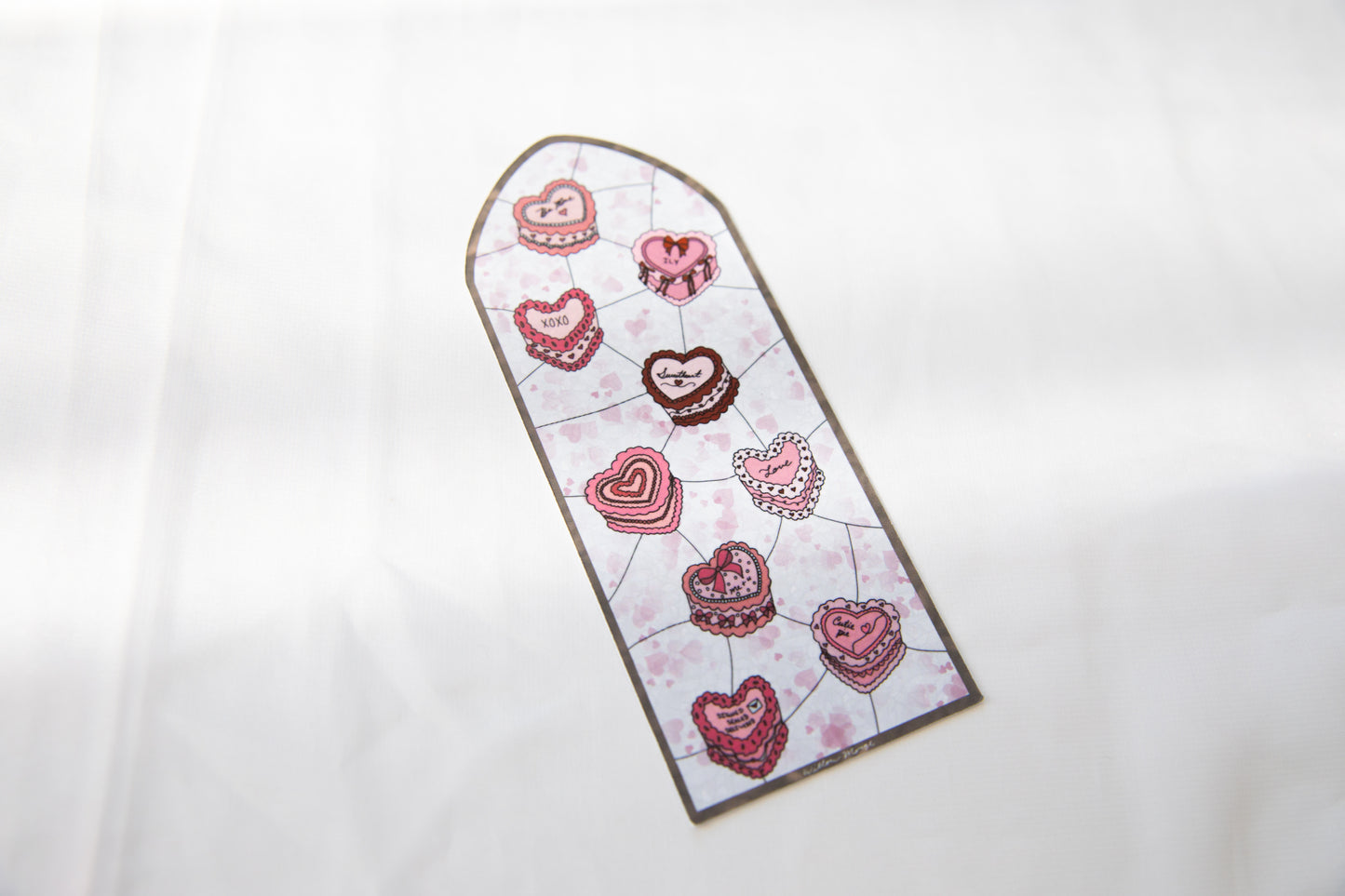 Heart Cake Valentine's Day Stained Glass Bookmark