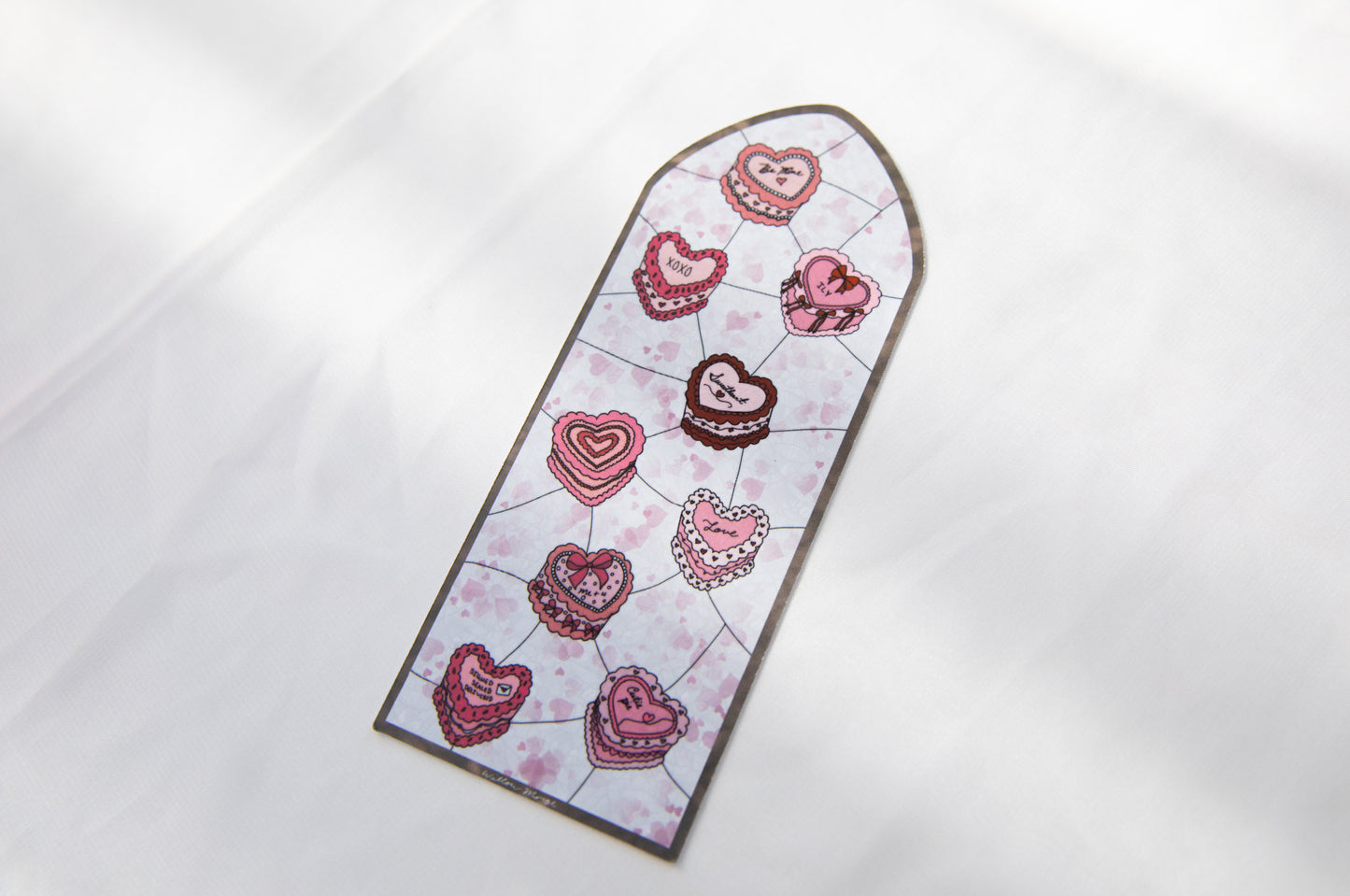 Heart Cake Valentine's Day Stained Glass Bookmark