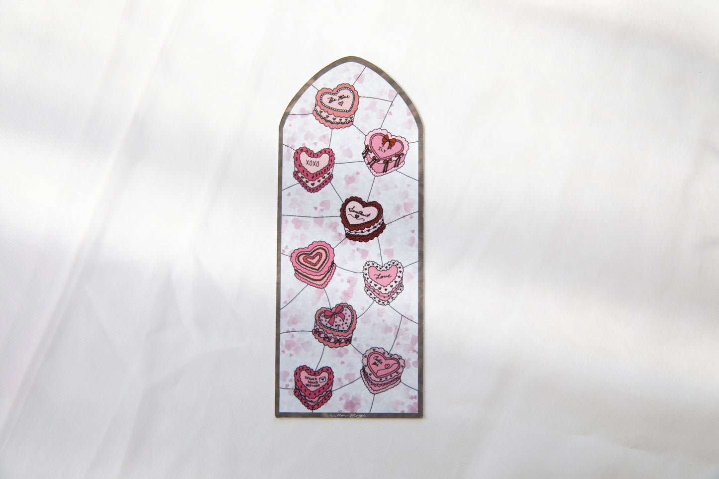 Heart Cake Valentine's Day Stained Glass Bookmark