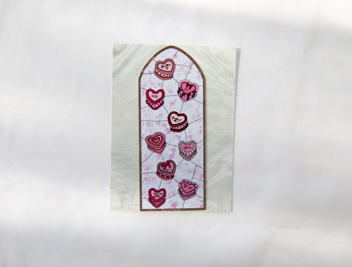 Heart Cake Valentine's Day Stained Glass Magnet