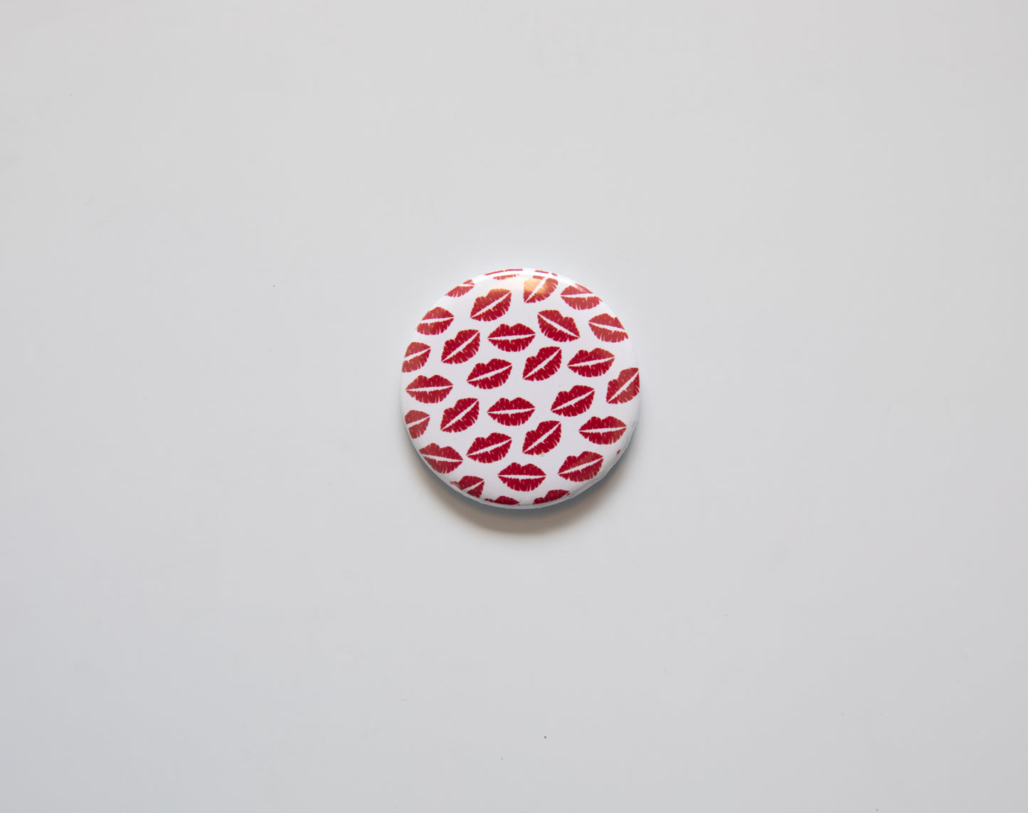 Red and White Lip Print Button Magnet
