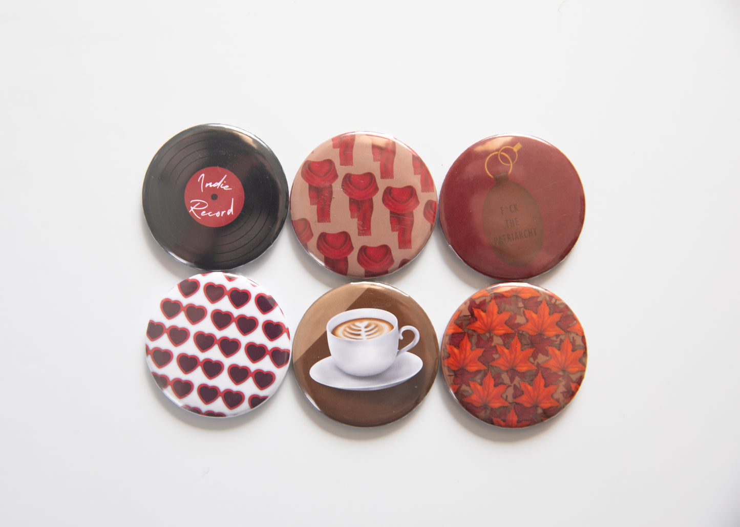 Burning Red Button Magnet Set