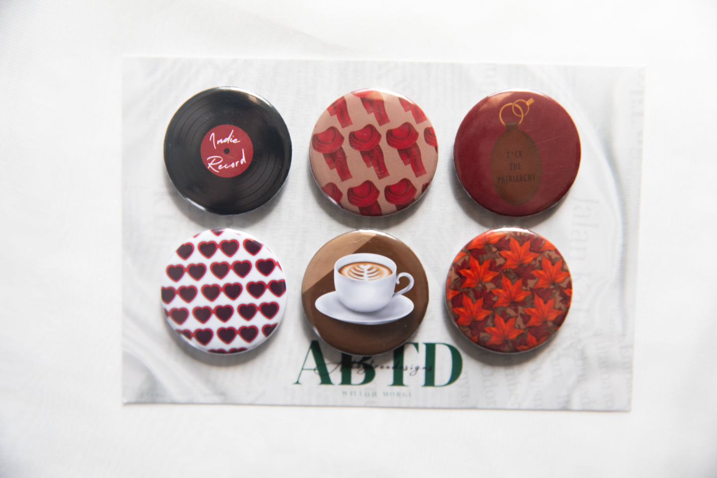 Burning Red Button Magnet Set