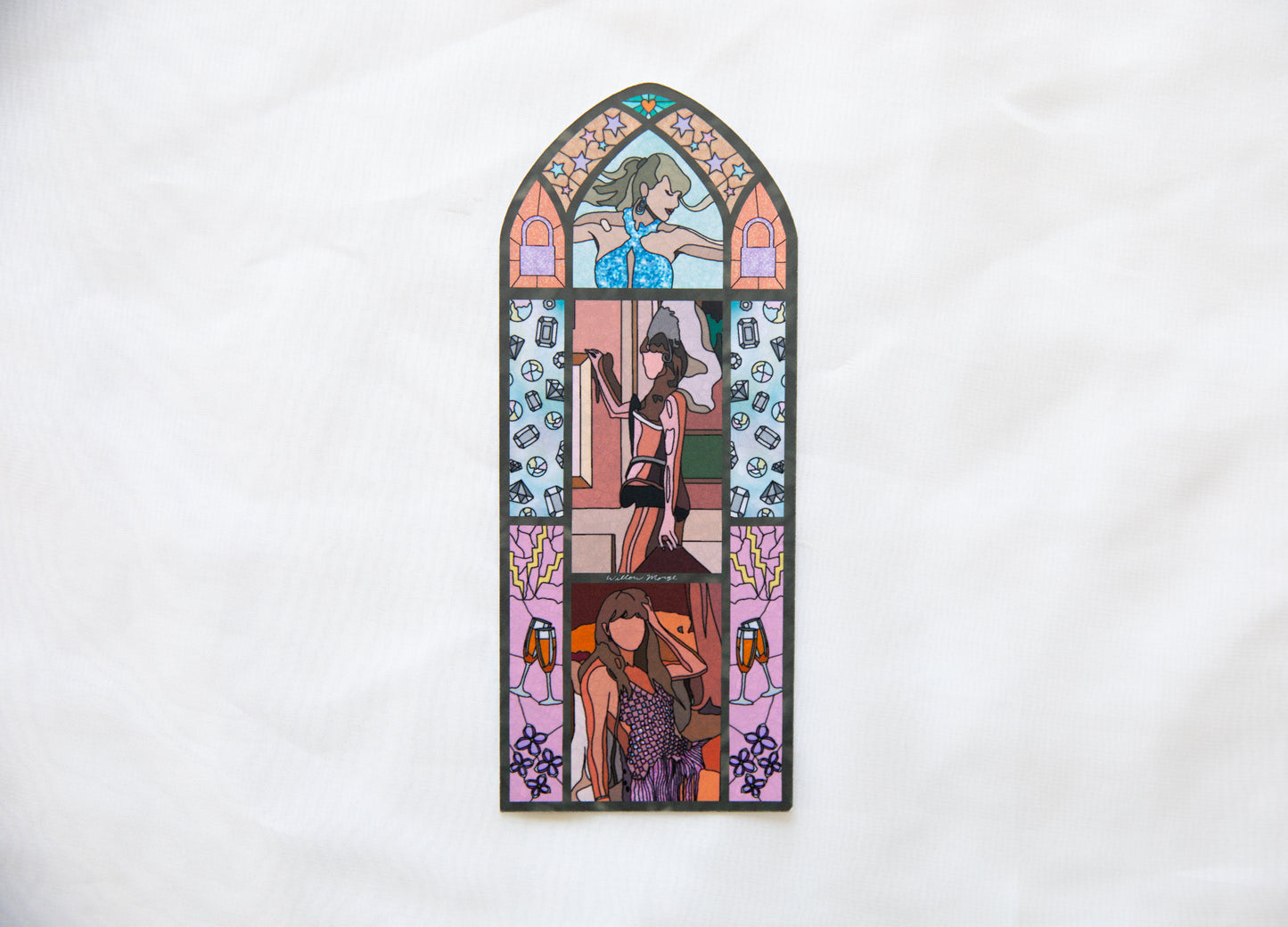 Showgirl Lilacs & Opalite Stained Glass Bookmark