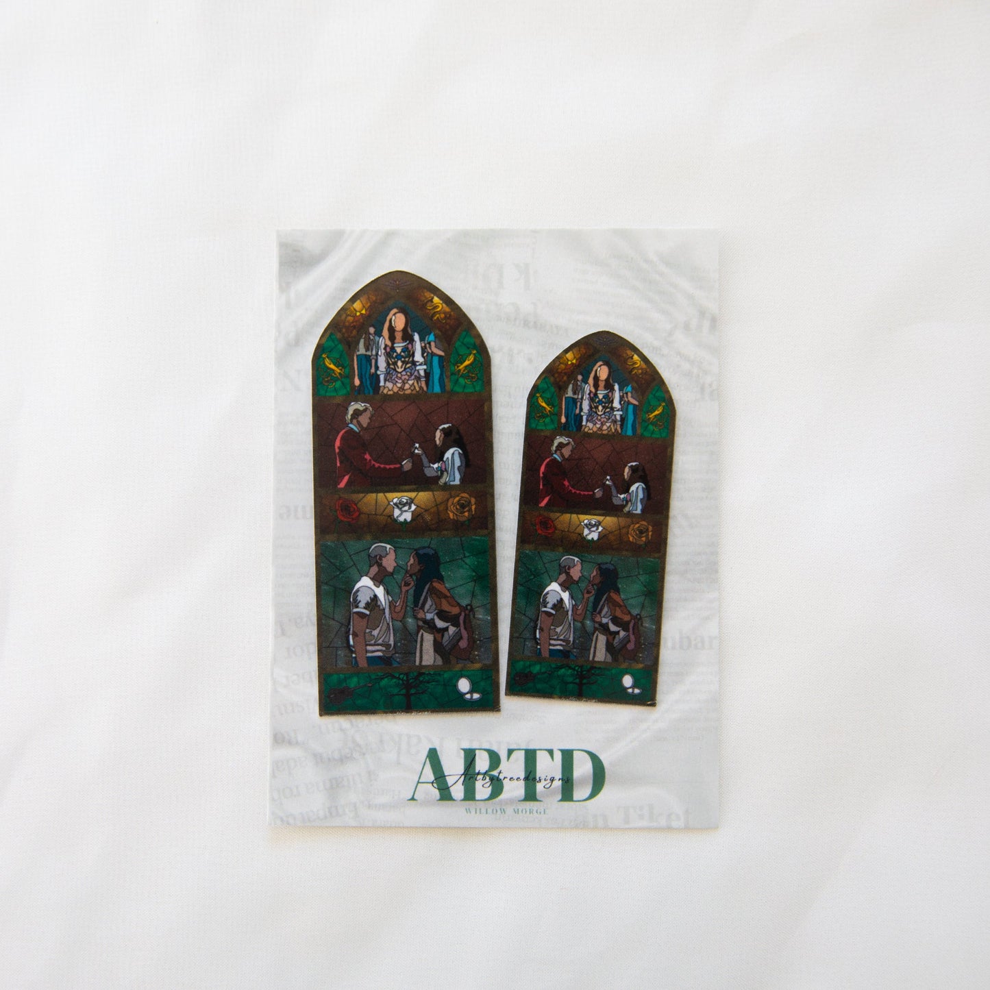 Songbird and Snake Stained Glass Sticker