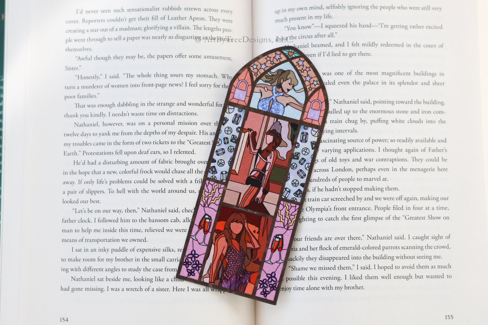 Showgirl Lilacs & Opalite Stained Glass Bookmark