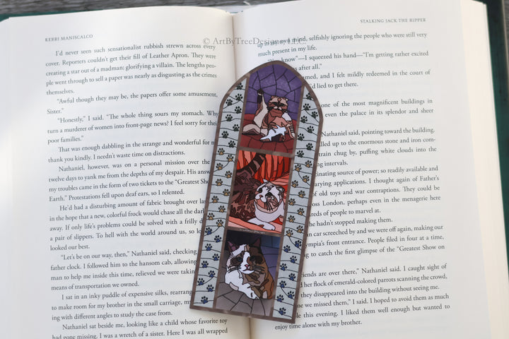 Kitty Committee Stained Glass Bookmark