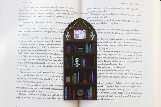 Bookshelf Stained Glass Bookmark (with book details)
