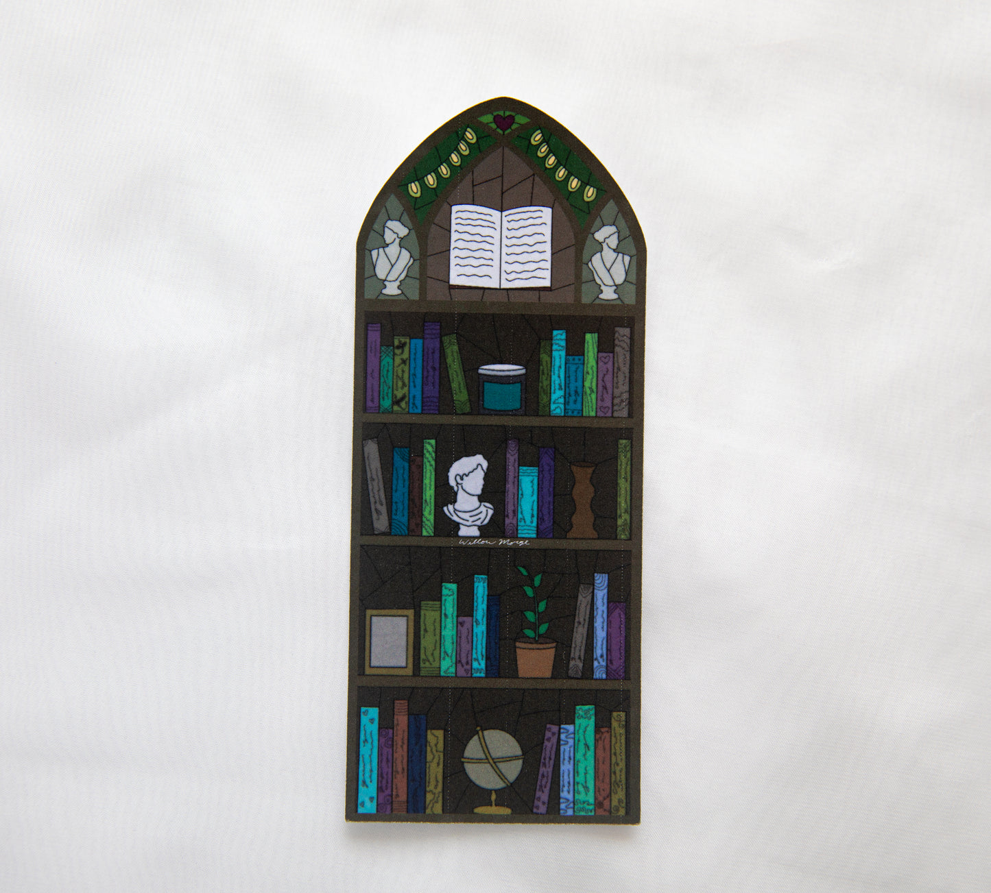 Bookshelf Stained Glass Bookmark (with book details)