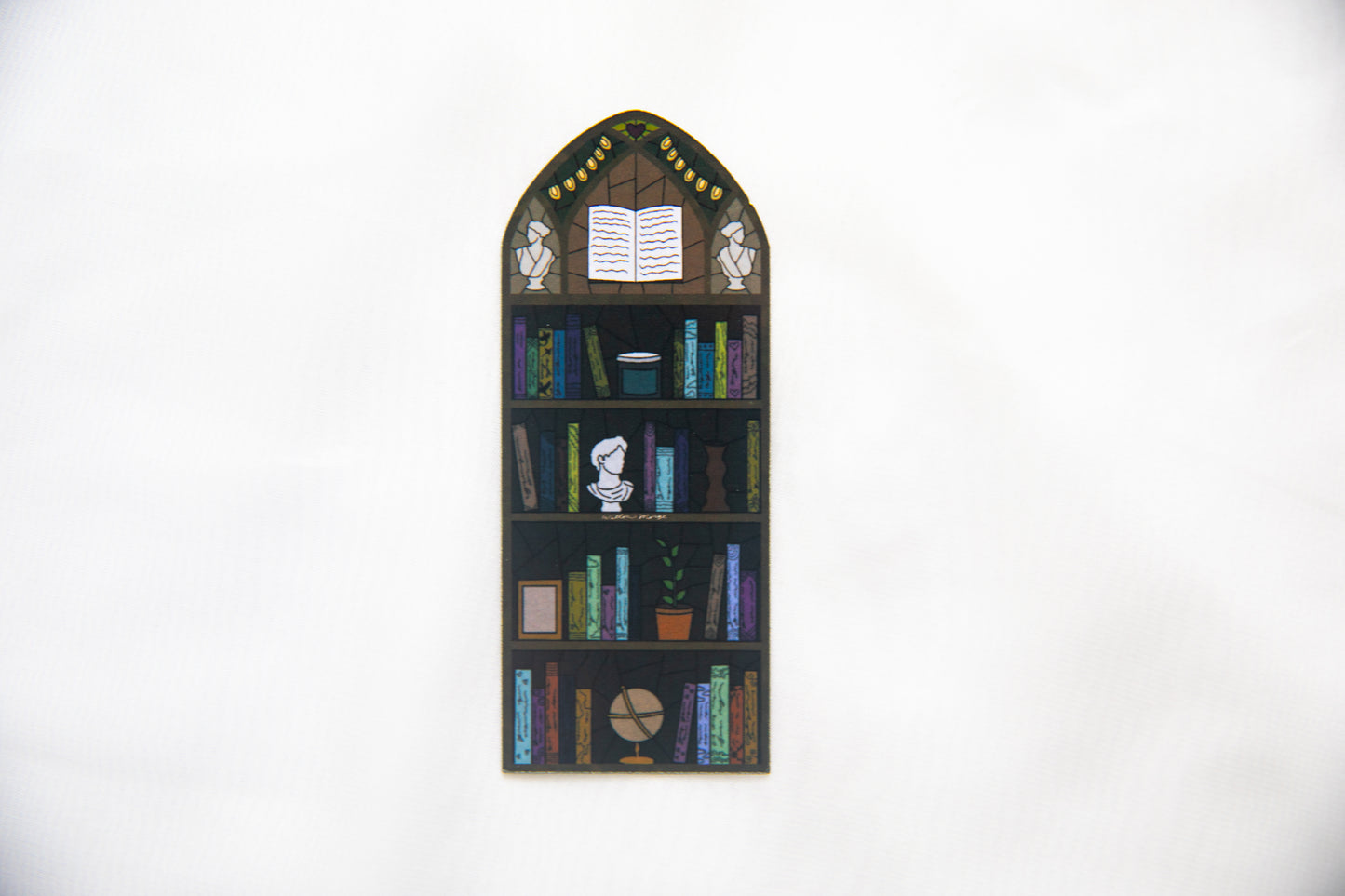 Bookshelf (with book details) Stained Glass Fridge Magnet