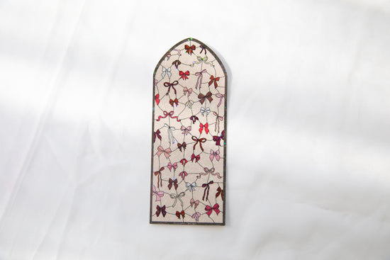 Coquette Valentine's Day Bow Stained Glass Bookmark