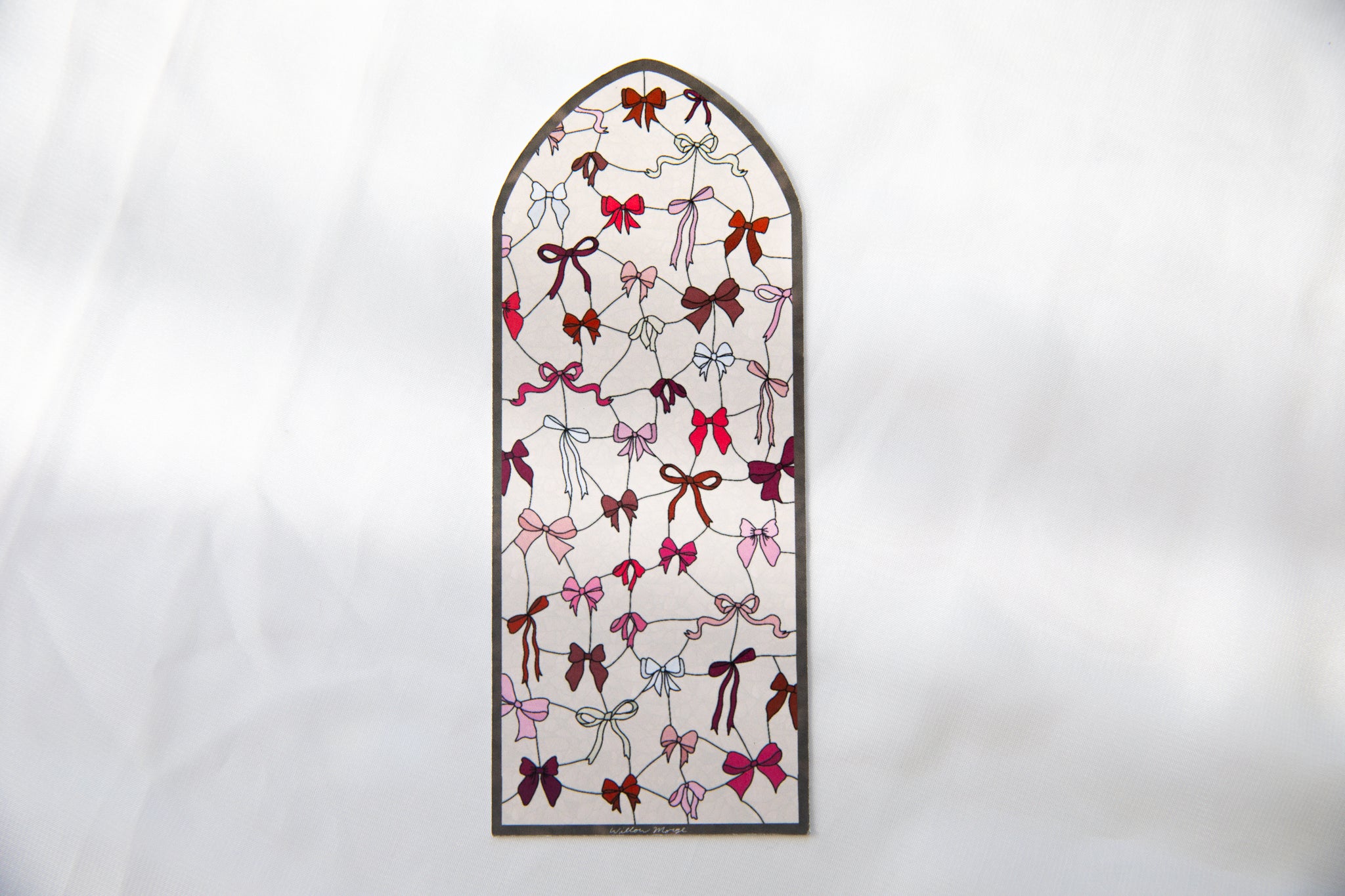 Coquette Valentine's Day Bow Stained Glass Bookmark