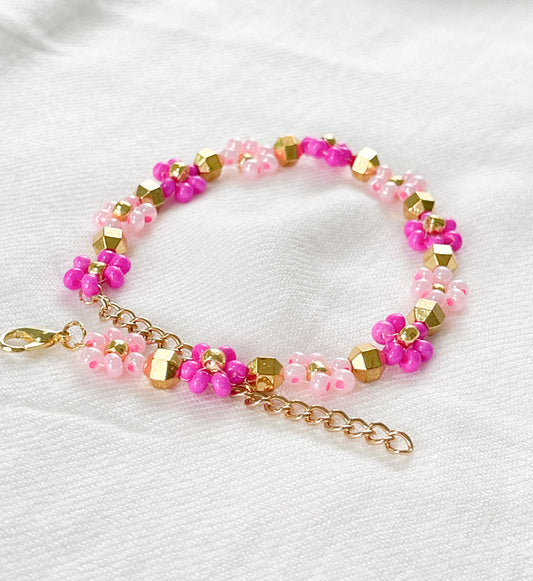 Rose Garden Flower Beaded Bracelet
