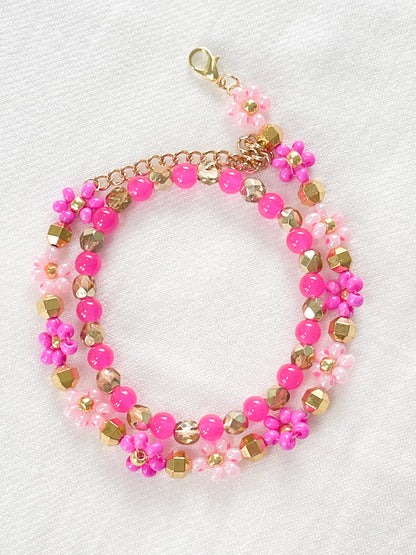 Rose Garden Flower Beaded bracelet Set