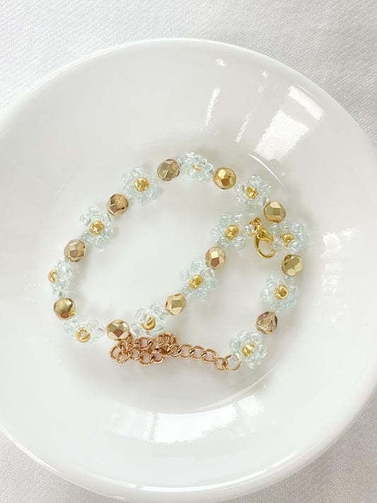 Sea of Gold Flower Beaded Bracelet