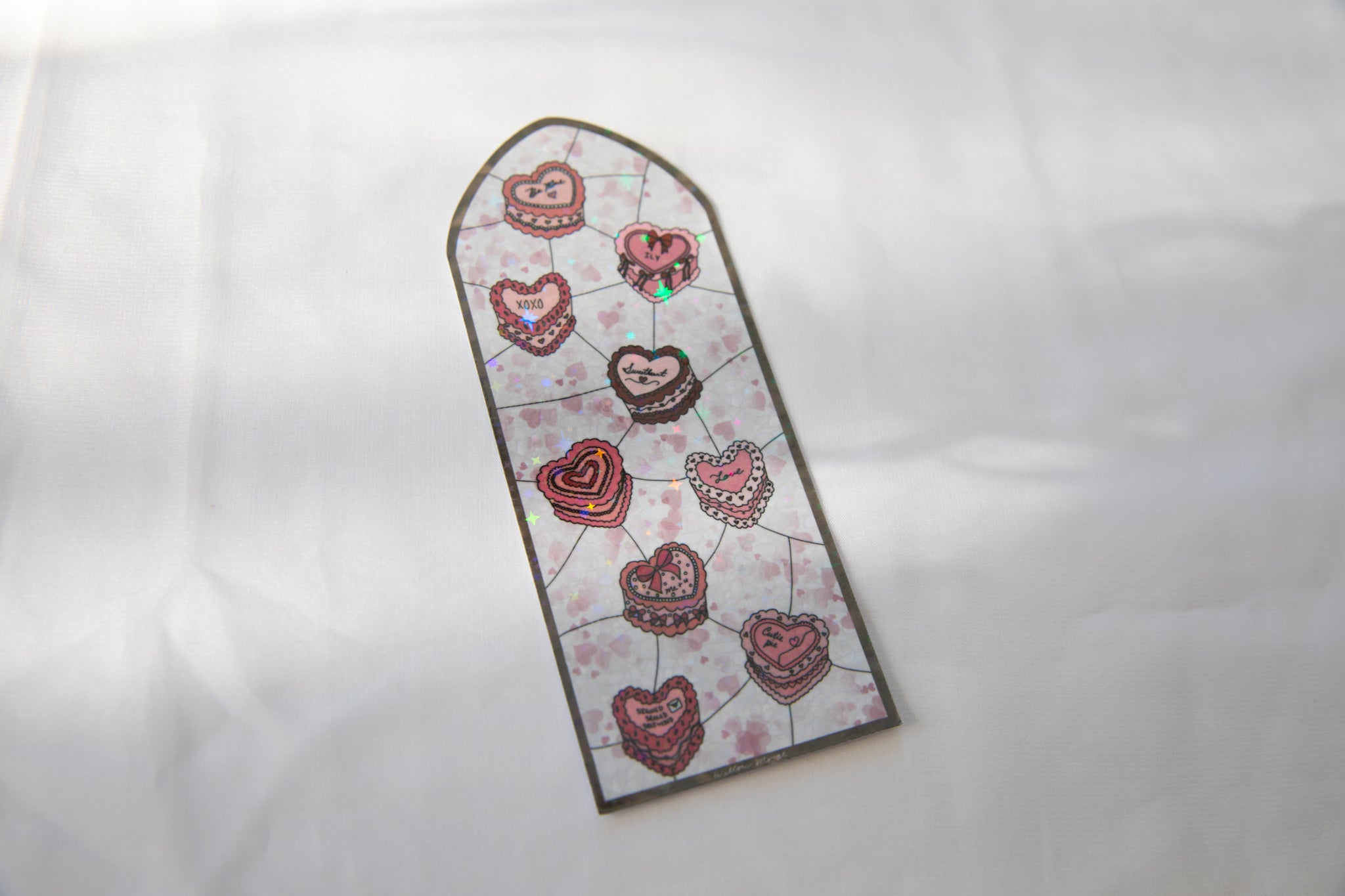 Heart Cake Valentine's Day Stained Glass Bookmark