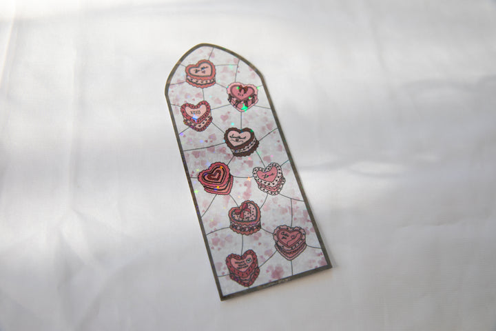 Heart Cake Valentine's Day Stained Glass Bookmark