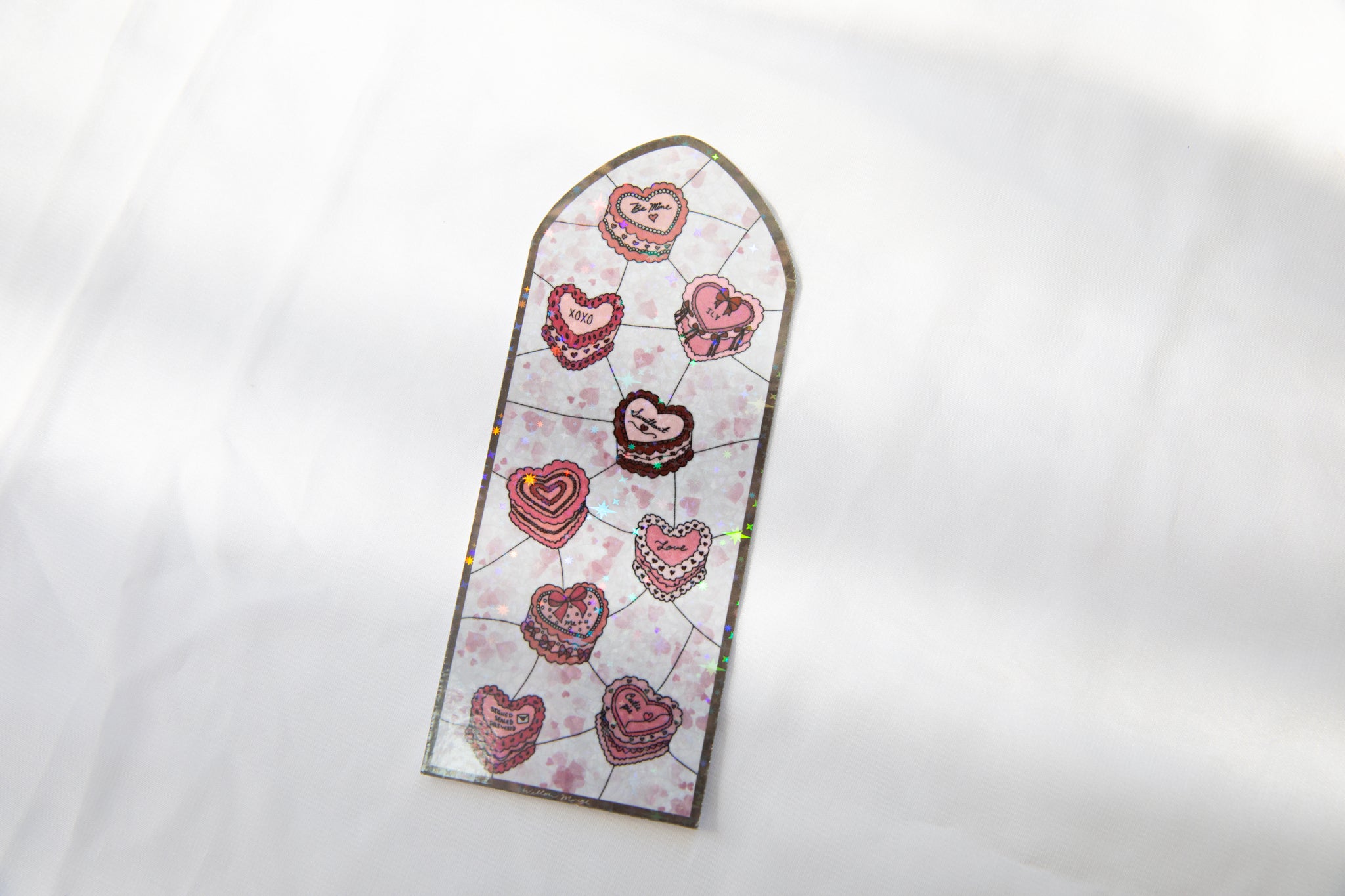 Heart Cake Valentine's Day Stained Glass Bookmark
