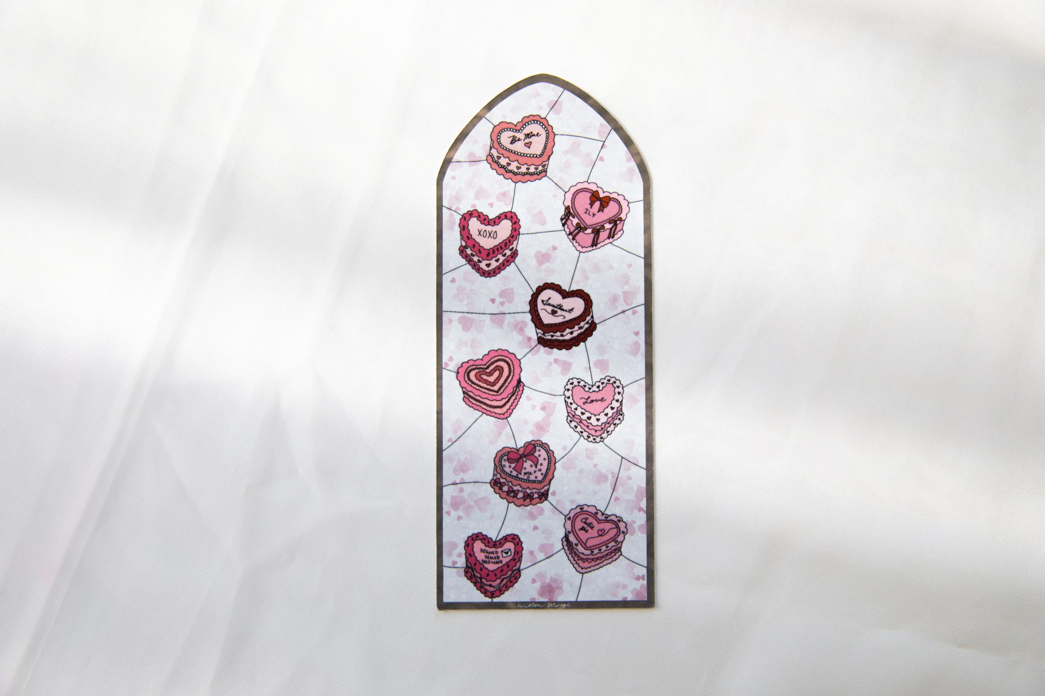 Heart Cake Valentine's Day Stained Glass Bookmark