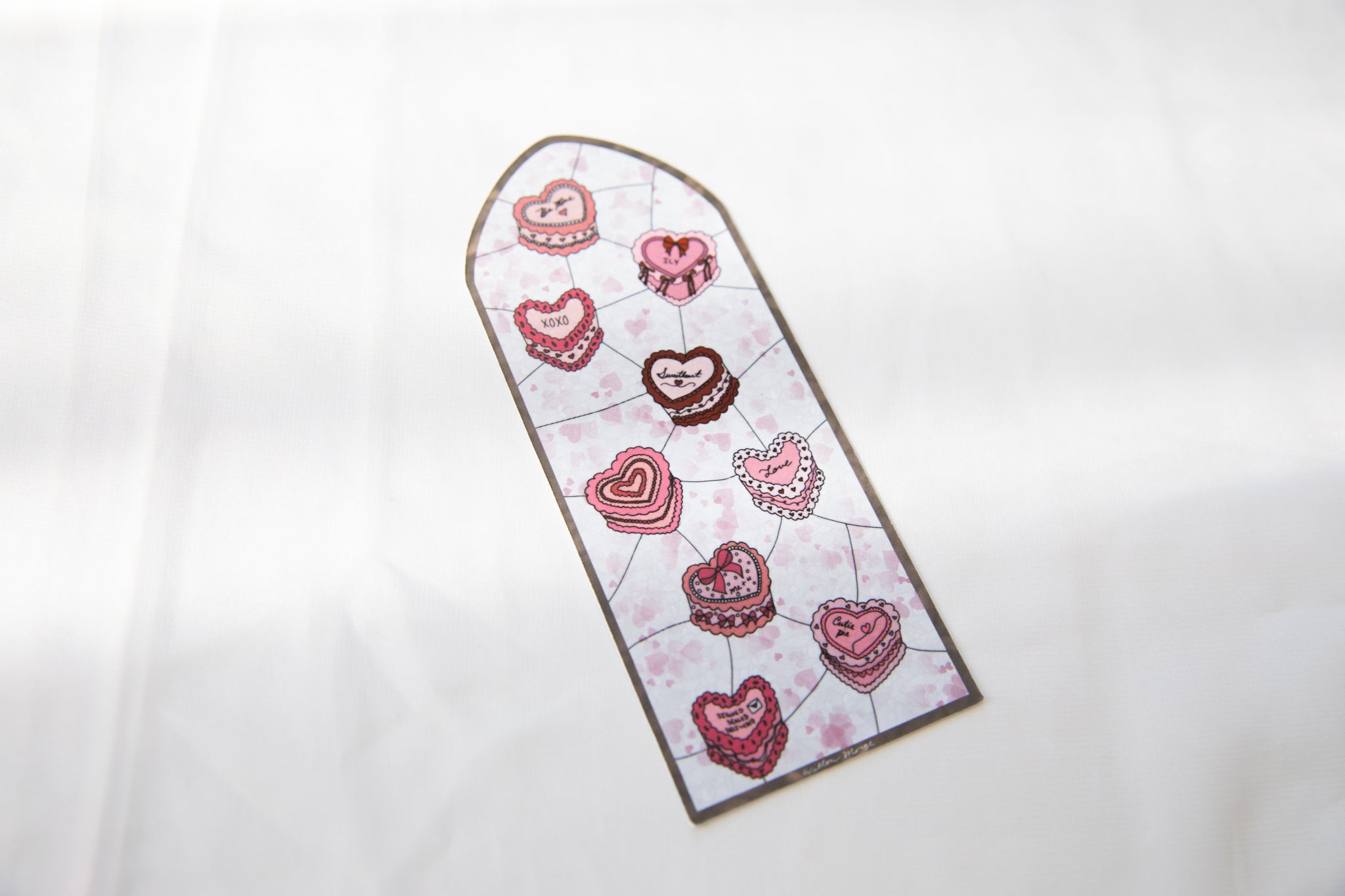 Heart Cake Valentine's Day Stained Glass Bookmark