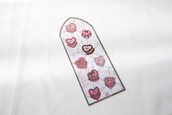 Heart Cake Valentine's Day Stained Glass Bookmark