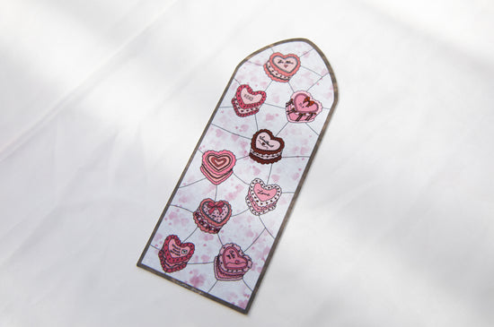 Heart Cake Valentine's Day Stained Glass Bookmark