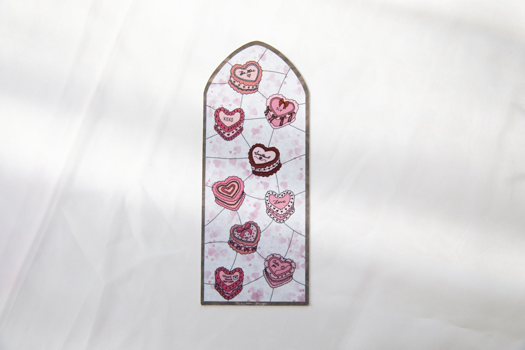 Heart Cake Valentine's Day Stained Glass Bookmark