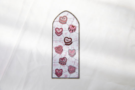 Heart Cake Valentine's Day Stained Glass Bookmark