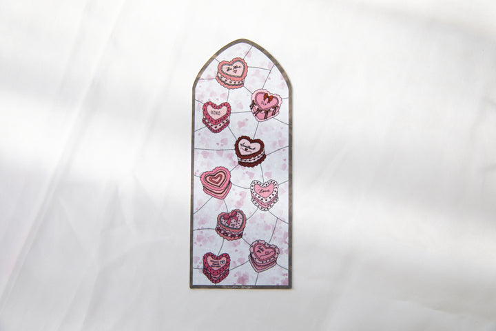 Heart Cake Valentine's Day Stained Glass Bookmark