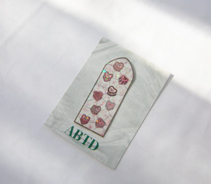 Heart Cake Valentine's Day Stained Glass Sticker