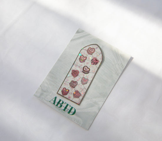 Heart Cake Valentine's Day Stained Glass Sticker