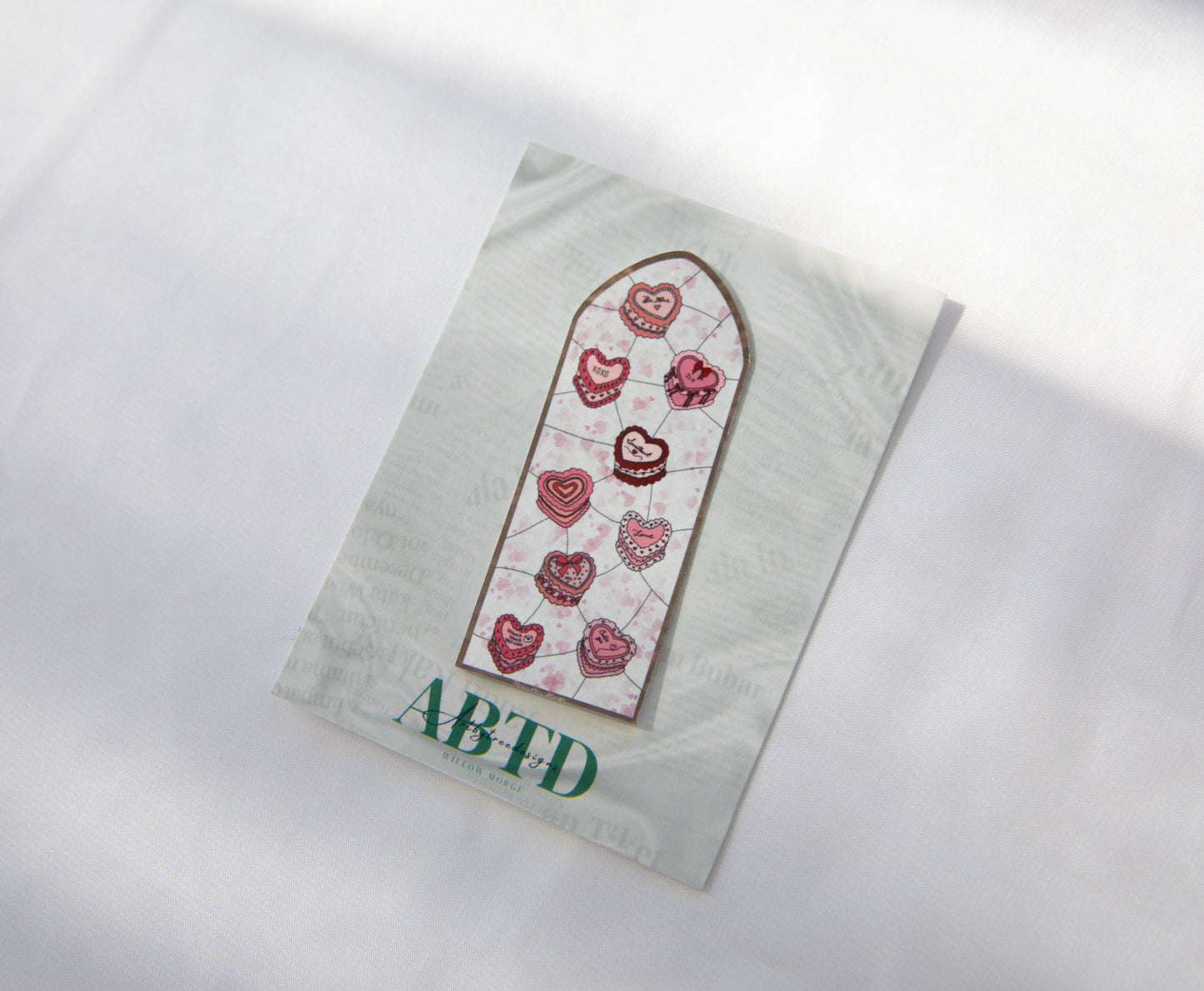 Heart Cake Valentine's Day Stained Glass Sticker