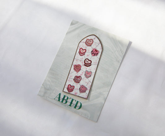Heart Cake Valentine's Day Stained Glass Sticker