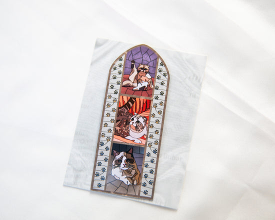 Kitty Committee Stained Glass Fridge Magnet