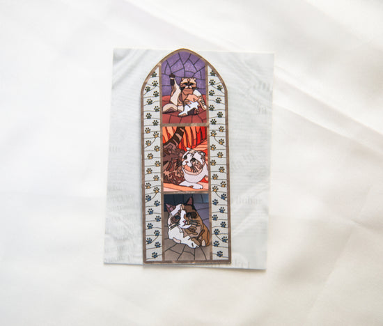 Kitty Committee Stained Glass Fridge Magnet