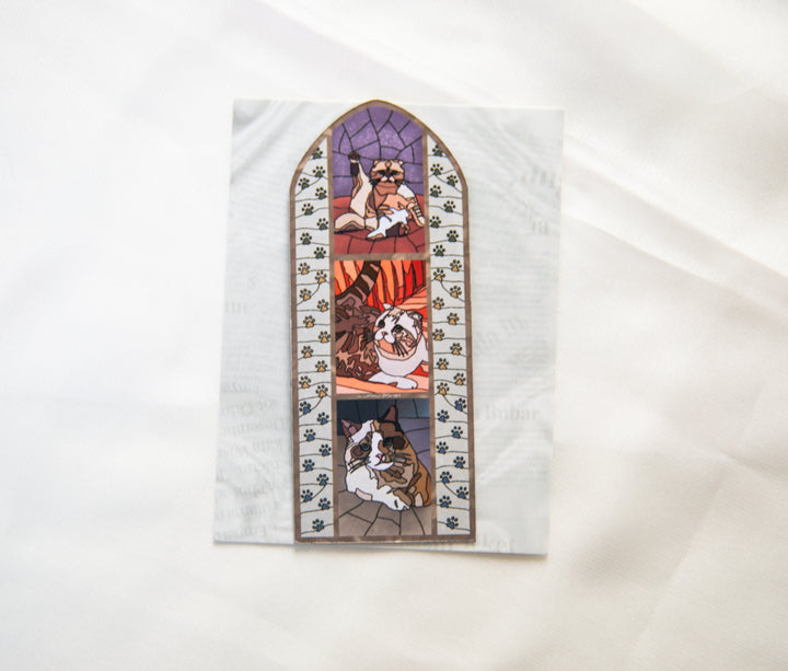 Kitty Committee Stained Glass Fridge Magnet