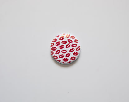 Red and White Lip Print Button Magnet