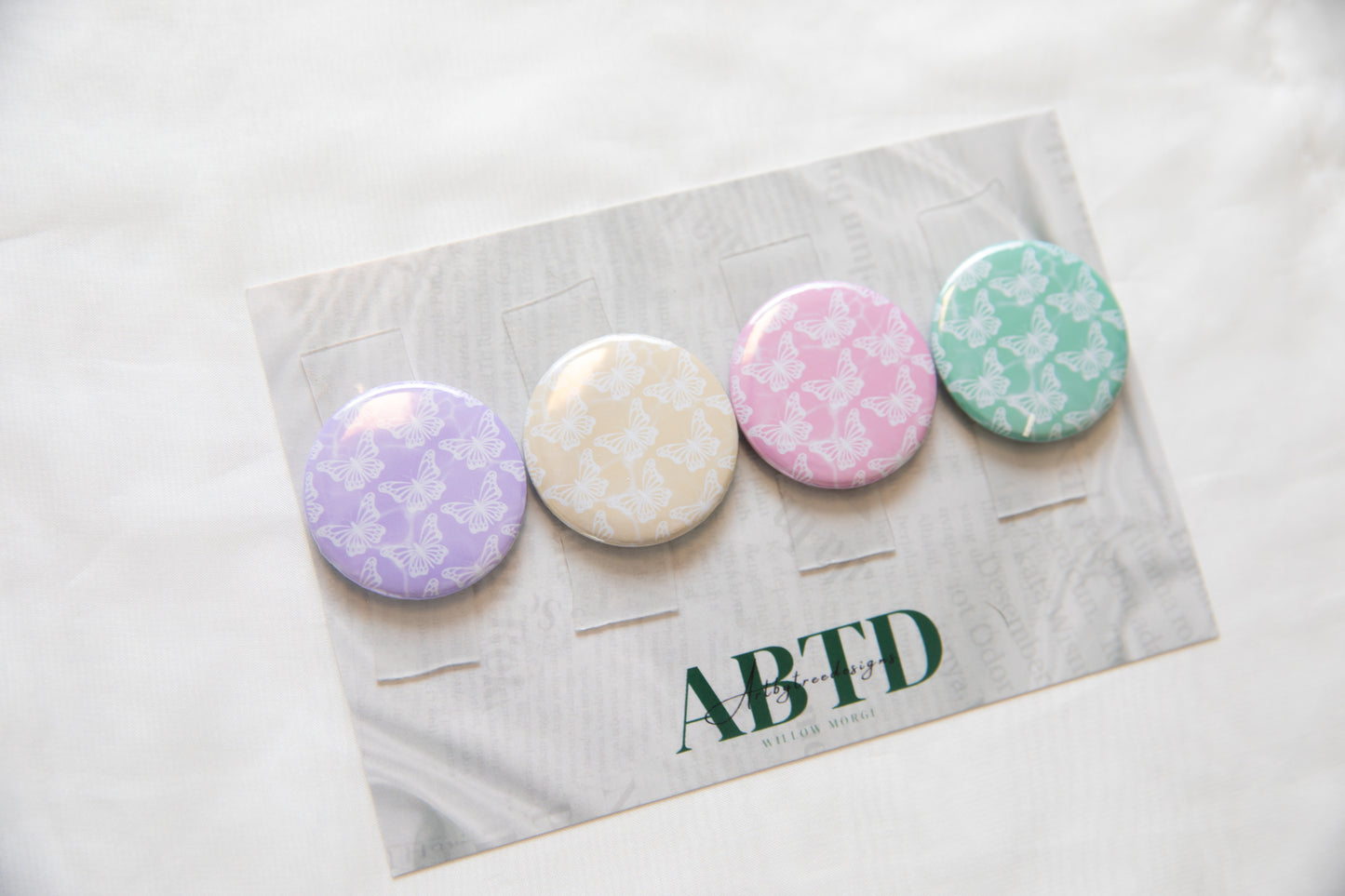 Pastel Butterfly Button Magnet Set