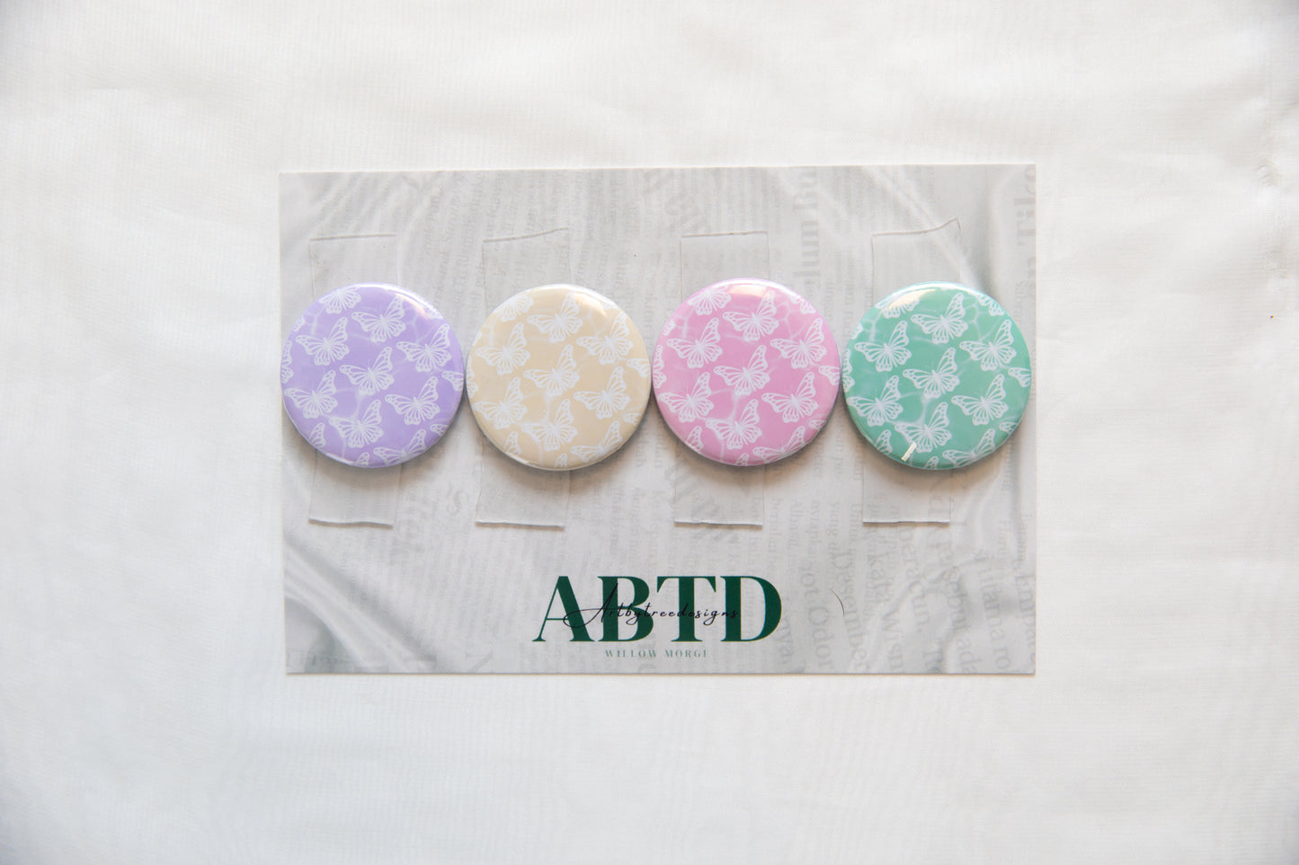 Pastel Butterfly Button Magnet Set