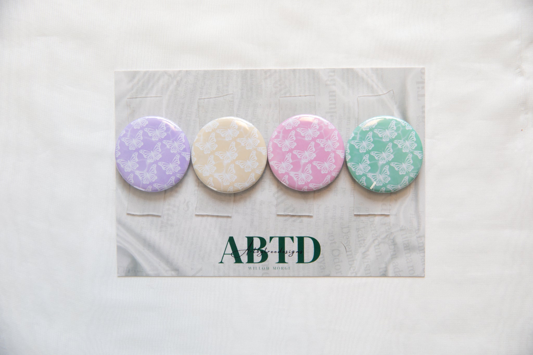 Pastel Butterfly Button Magnet Set