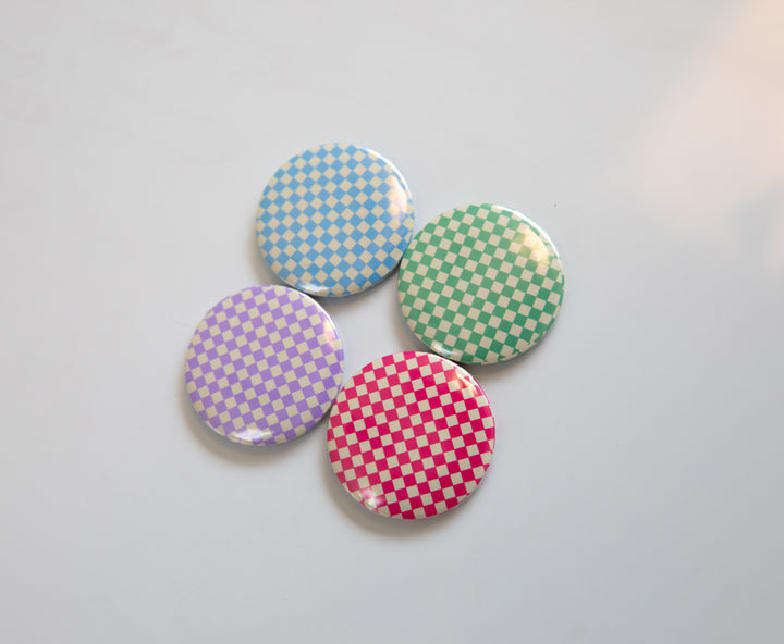 Pastel Checkerboard Button Magnet Set