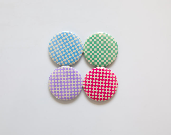 Pastel Checkerboard Button Magnet Set