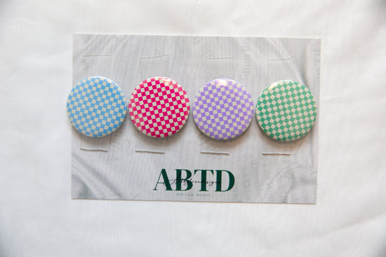 Pastel Checkerboard Button Magnet Set